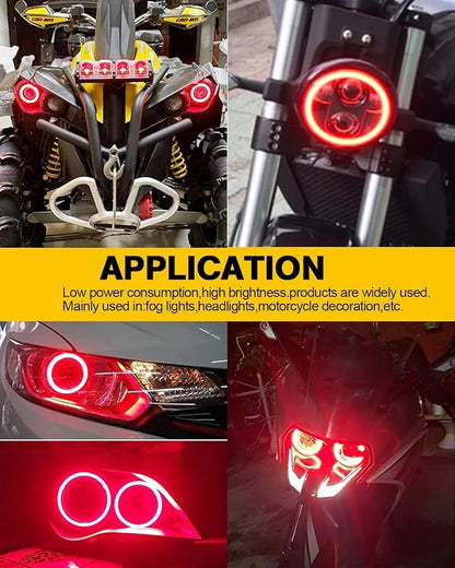 Qasim 1 Pair Red 63SMD 80MM Halo Rings Car Angel Eyes DRL Fog Lights COB LED With Cover 12V 24V