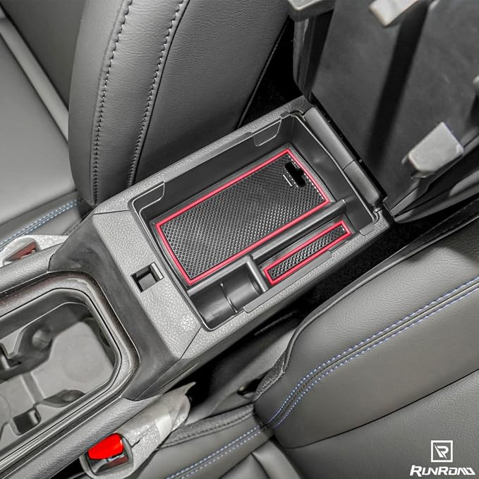 RUNROAD Center Console Organizer Tray Compatible with Jeep Compass 2022 2023 2024 2025 Accessories, Coin Holder Armrest Tray Secondary Storage Box Insert Console Organizer Card, Red (NOT For Ltd)
