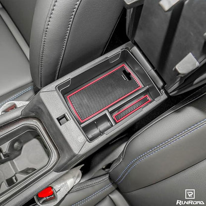 RUNROAD Center Console Organizer Tray Compatible with Jeep Compass 2022 2023 2024 2025 Accessories, Coin Holder Armrest Tray Secondary Storage Box Insert Console Organizer Card, Red (NOT For Ltd)