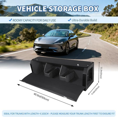 Car Trunk Organizer Sturdy Car Storage Organizer with Lid and Push-pull Handle Collapsible Leather Cargo Organizer for Suv, Truck, Sedan, Van (Black, 40.5 x 11.4 x 12.2in)