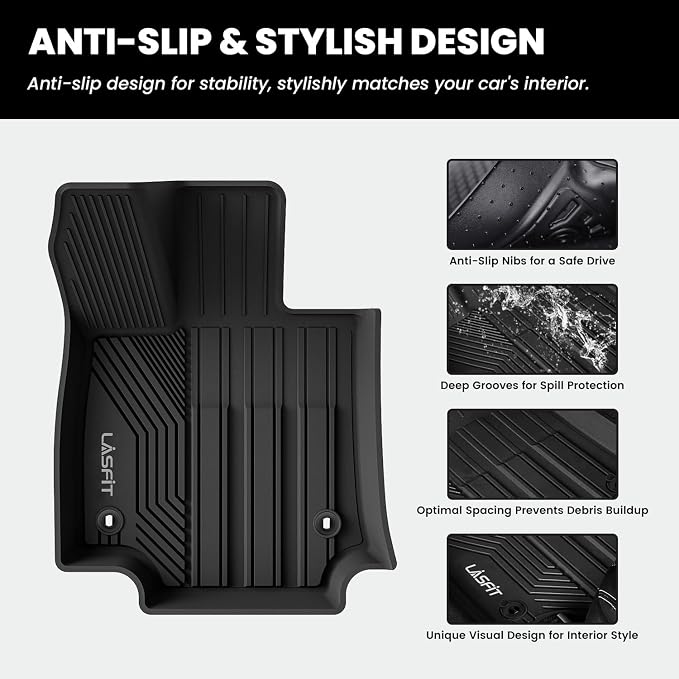 LASFIT Floor Mats&Trunk Mat for Toyota RAV4 2019-2025(Not Fit Hybrid) All Weather TPE Custom Fit Floor Liner for Toyota RAV 4 LE/XLE/Limited/TRD/Adventure Full Set Accessories, Lifespan 5 Years+,Black