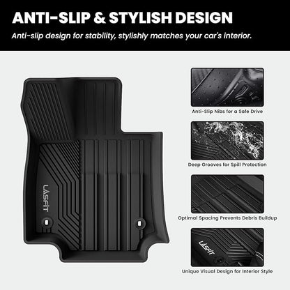 LASFIT Floor Mats&Trunk Mat for Toyota RAV4 2019-2025(Not Fit Hybrid) All Weather TPE Custom Fit Floor Liner for Toyota RAV 4 LE/XLE/Limited/TRD/Adventure Full Set Accessories, Lifespan 5 Years+,Black