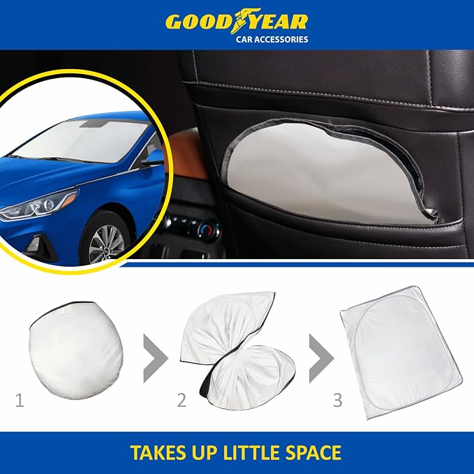 Goodyear Foldable Windshield Sunshade for Hyundai Sonata 2016-2019, Car Accessories, Sunshade Cover, Sun Shade Car Windshield, Window Sun Blocker - GY008273