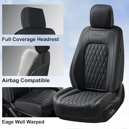 Coverado Leather Seat Covers Full Set Fit for Ford F150 F250 F350 F450, Waterproof Ford F150 Truck Seat Covers Fit for 2015-2026 F150 and 2017-2026 F250 F350 F450 (Black)