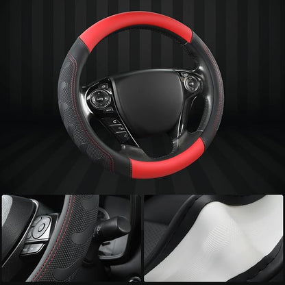 GIANT PANDA Microfiber Leather Steering Wheel Cover for Honda Accord,Civic,CR-V,HR-V,Pilot(Black+Red-Standard Size)