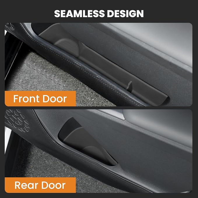 Autorder Door Side Storage Box for 2026 Toyota RAV4 Accessories - 4PCS Waterproof TPE Front & Rear Door Side Pocket Organizer Tray - Black