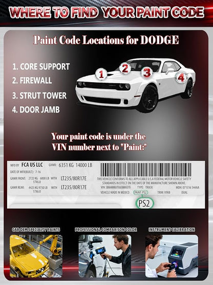 After Dark(PPS/LPS) Car Touch Up Paint for Dodge, Color Accurate Two-In-One Car Paint Scratch Repair Pen, Professional Scratch Remover for Vehicles Chips and Nicks Scuff