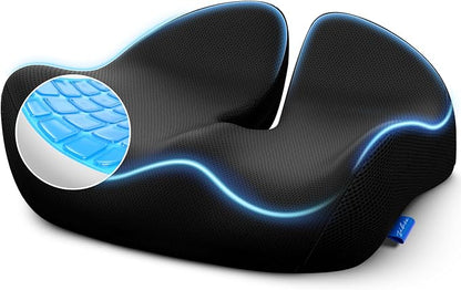 ZIKEE Pioneering Gel Seat Cushion for Sitting Without Stuffiness, Ergonomic Memory Foam Office Chair Cushion for Sciatica, Back, Tailbone Pain Relief, Anti-Slip Car Seat Cushion, Breathable Cover