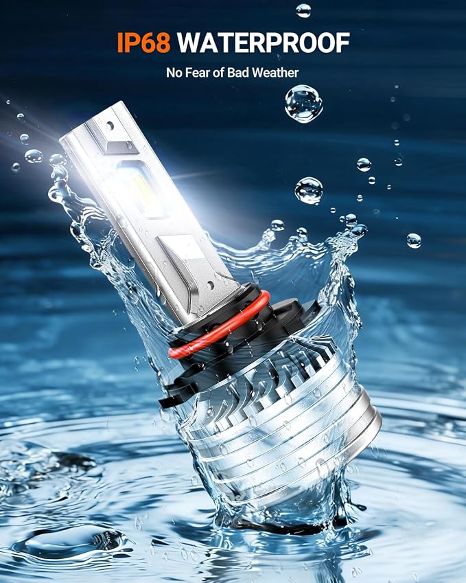 SEALIGHT 9007 Bulbs, 70,000LM 14X Brightness, HB5 9007 6500K Cool White LED Bulbs, IP68 Waterproof 60000Hrs Lifespan, 5X Heat Dissipation driving LED Bulbs, Plug and Play, 2 Pack