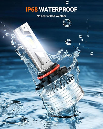 SEALIGHT 9007 Bulbs, 70,000LM 14X Brightness, HB5 9007 6500K Cool White LED Bulbs, IP68 Waterproof 60000Hrs Lifespan, 5X Heat Dissipation driving LED Bulbs, Plug and Play, 2 Pack
