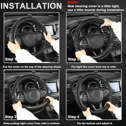 GIANT PANDA Steering Wheel Cover for Toyota, Auto Car Steering Wheel Cover for Toyota Highlander Rav4 Corolla Camry,Standard Size- Black