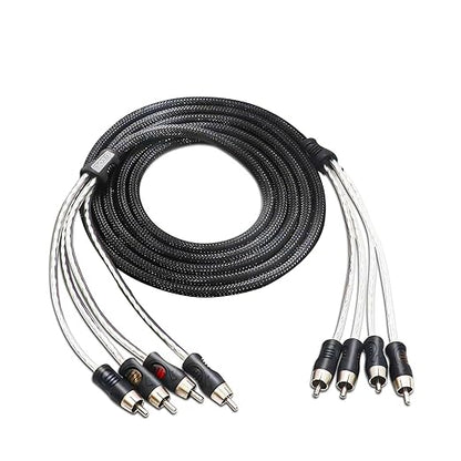 RECOIL PCI49 Premium 100% Oxygen Free Copper 9ft 4-Channel RCA Audio Interconnects Cable Double Shielded with Noise Reduction