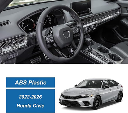 Carbon Fiber Center Console Dashboard Panel Cover AC Air Vent Cover Compatible with 2022-2026 11th Gen Honda Civic