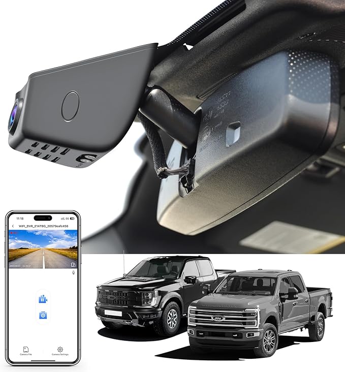 Mangoal F150 Dash Cam 4K Custom for Ford F150 2018-2026 F250/F350/F450 Super Duty 2020-2026 XLT Lariat King Ranch Raptor Limited Platinum(Model A), UHD 2160P Video, WiFi, App, GPS, 64GB Card