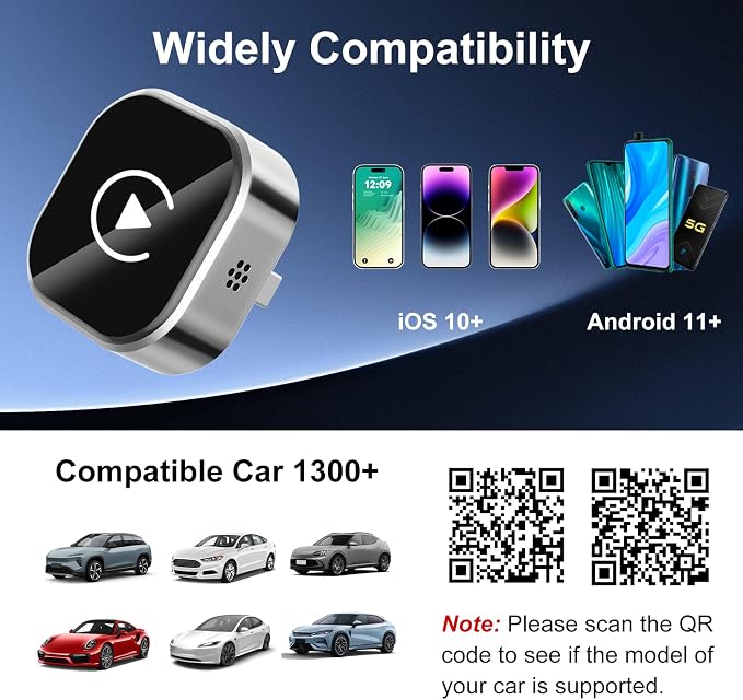 Wireless CarPlay & Android Auto Adapter: 2026 Upgraded Mini Plug & Play CarPlay Dongle - Convert Wired to Wireless - Fast Stable Connection, No Delay for for iOS 10+ & Android 11+, 2017+ Cars
