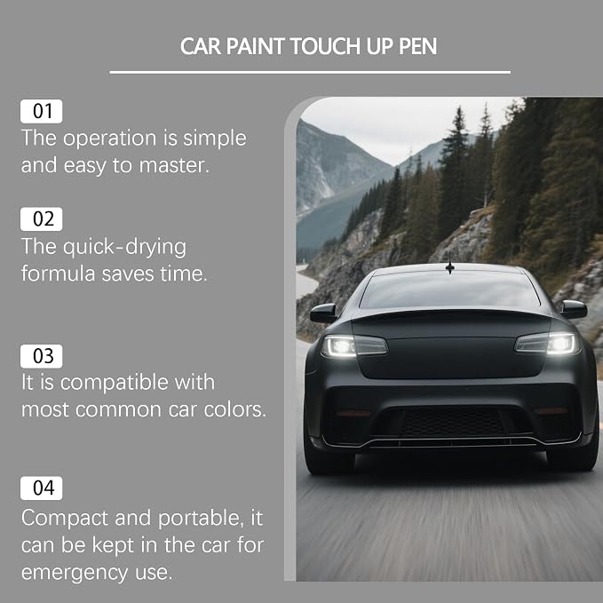 White Car Touch Up Paint Pen, Color Accurate Car Scratch Repair for Cars, 2-in-1 Auto Paint Scratch Remover, Fast Dry, Easy to Use, Long Lasting, Universal for Most Vehicles