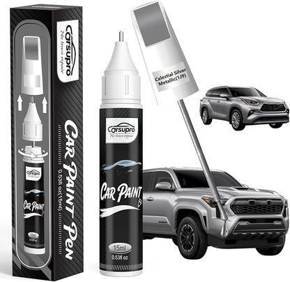 Celestial Silver Metallic(1J9(Include 2PT)) for Toyota Touch Up Paint Pen, 2 in 1 Car Scratch Remover with Pen Tip and Brush, Precise Color Match for Car Paint Scratch Repair, Quickly and Easily Fix Chips and Nicks