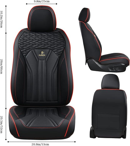 FLORICH Leather Seat Covers, Seat Covers Full Set, Car Seat Protectors 5 Seats, Automotive Seat Covers Fit for Most Cars Trucks SUV-Black&Red Line