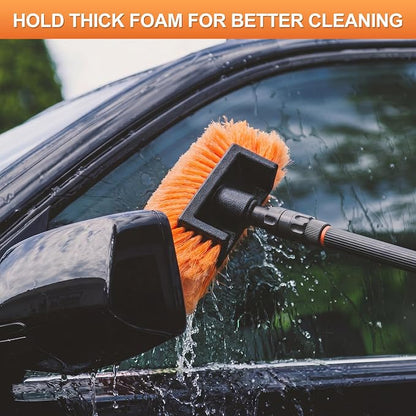 Tanlade 2 Pcs Car Wash Brush Head with Soft Detailing Bristle Flow Thru Car Cleaning Brush Exterior Wash Equipment for Auto Truck RV Boat Camper (10 Inch,Orange)