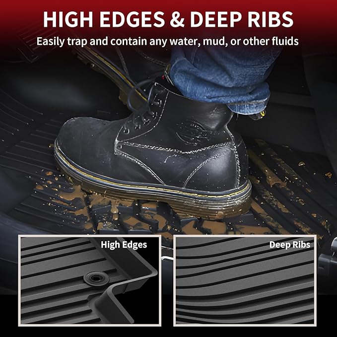 LASFIT Floor Mats for Toyota Grand Highlander 2024 2025 with Subwoofer (Include Hybrid), Trunk Mat Cargo Liner and Seat Back Covers TPE All Weather, Black