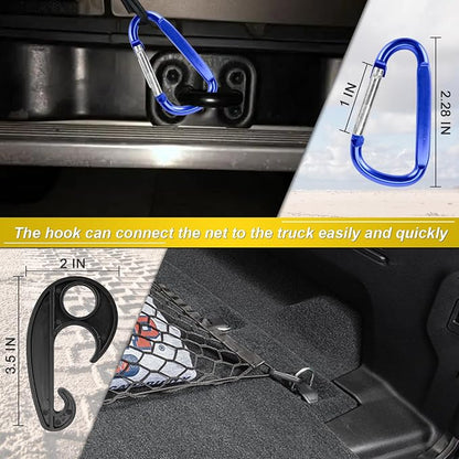 5’x7’ Truck Cargo Net Expands to 9' x 12' with 4"x4" Mesh Grid Super Duty Bungee Heavy Duty Bed Netting for Truck Bed Stretches with 12 Adjustable Metal Carabiners by Cenipar