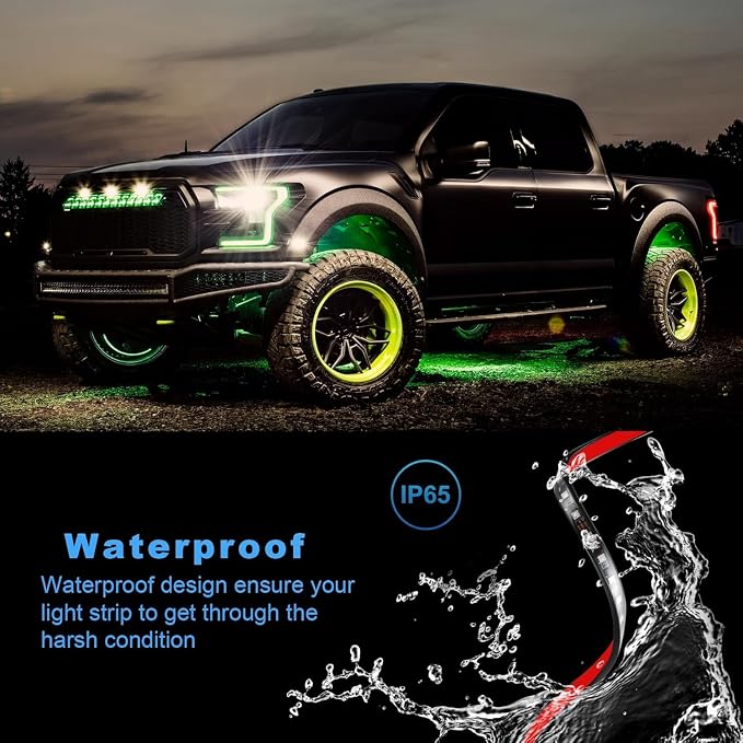 Livtee Underglow LED Lights Kit, RGB Strip Lights with App Control for Music and DIY Modes, Under Glow Kit for Cars, Vans, SUVs, and Trucks