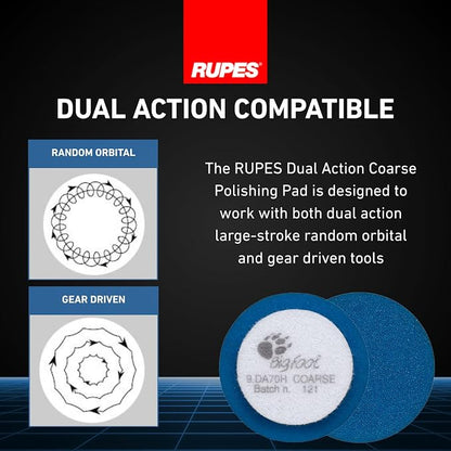 RUPES 9.DA70H/4 Pack of 4 Blue D-A Coarse Cutting Foam Pads 70mm | Ideal for Paint Correction & Gloss Enhancement | Mild to Severe Defect Removal | Compatible with 2.75" Backing Plate