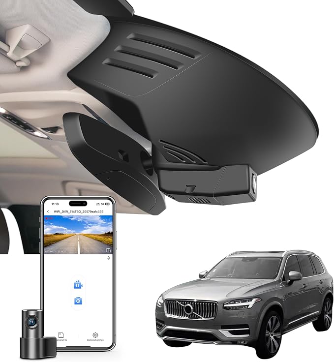 Mangoal Front 4K & Rear 1080P Dash Cam Custom for Volvo XC90 2016 2017 2018 2019 2020 2021 2022 (Model A),T5 T6 T8,Integrated OEM Look,UHD 2160P Video,WiFi & App,Easy to Install, GPS, 128GB Card