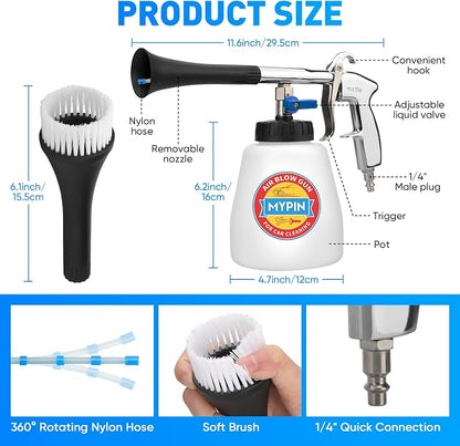 Aluminium Car Cleaning Gun Set with Tapered Nozzle, 6-9.2Bar High Pressure Air Blow Gun with 2 Set Nozzle, Pressure Air Blower Blow Gun Producing Powerful Blast of Air for Cleaning Cars, Velvet, etc