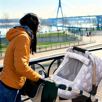Car Seat Cover Baby, Mink Dot Infant Car Seat Cover for Outdoor, Breathable Carseat Cover with Mesh Peep Window & Sun Shade, Easy Access Baby Carrier Canopy Snug Fit Stroller