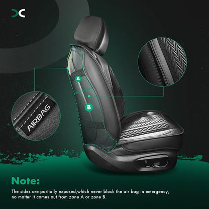 SCITOO Front Seat Covers,2PCS Universal Car Seat Covers Waterproof Vehicle Seat Covers Premium Faux Leather Automotive Seat Covers Car Seat Protector for Cars SUV Pick-up Truck Sedan(Front, Black)