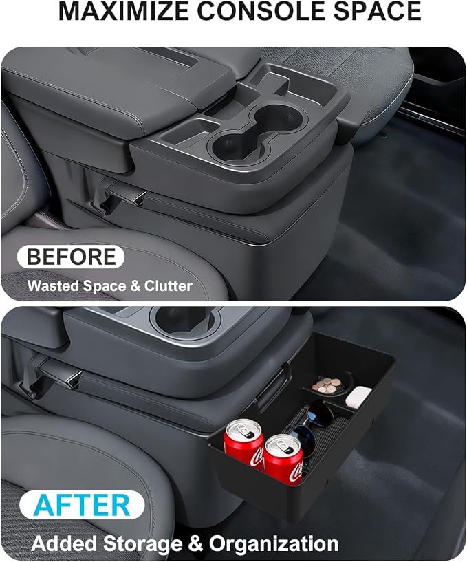 Center Console Hanging Organizer Box with Compartments Compatible with 2019-2026 Chevy Silverado/GMC Sierra 1500, 2020-2026 Silverado/Sierra 2500HD 3500HD Accessories (Split-Bench Folding Seat Only)