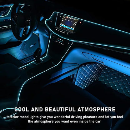Ohleats Car LED Strip Light, 24 LED RGB Auto Interior Atmosphere Lights, USB Vehicle Under Dash Ambient Night Light Strip, Interior Decorative Lamp Lighting Kit Car Accessories (Ice Blue)