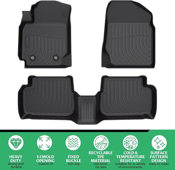 Floor Mats for Toyota Corolla 2003 2004 2005 2006 2007 2008, NOT Fit for with Rear Seat Vents, Custom Fit TPE Waterproof Corolla Mats, Corolla Mats Accessories for Man Woman
