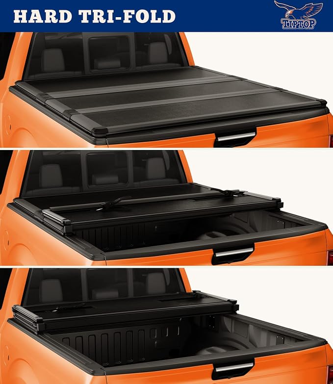 TIPTOP Tri-Fold Hard Tonneau Cover Truck Bed FRP On Top for 2022 2023 2024 2025 2026 Ford Maverick 4.5ft Bed (54.4") | TPM3 |