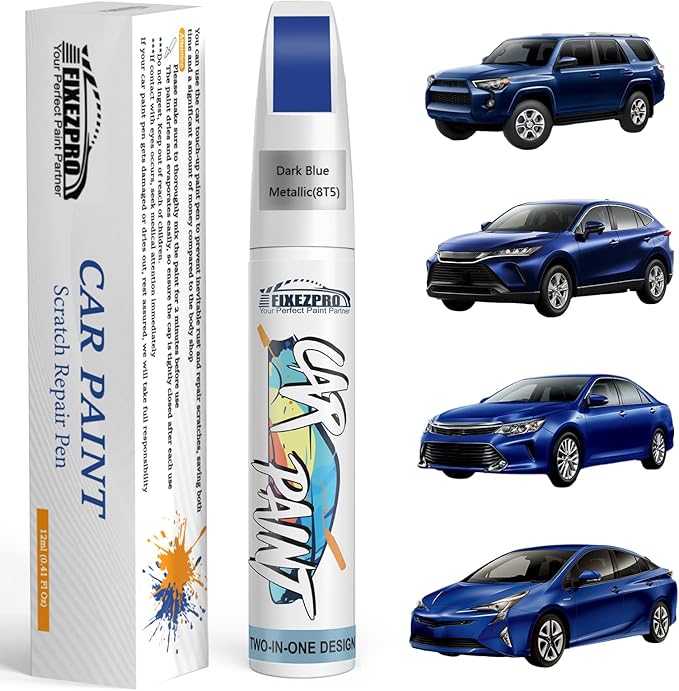 8T5 Dark Blue Metallic Car Touch Up Paint for Toyota, Color Match Auto Paint Repair Pen,Professional Car Scratch Repair Remover Pen Quick Drying, Easy to Use