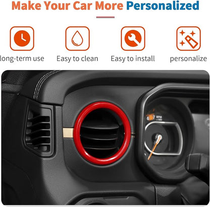 JeCar 11pcs Red Interior Trim Kit for 2024 2025+ Jeep Wrangler JL JLU & Gladiator JT