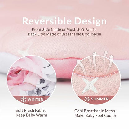 Generic Infant Car Seat Insert Compatible with Mamaroo Swing & Graco Swing and Infant Car Seat, Newborn Insert Baby Head Body Support, Reversible Design, Breathable Soft Fabric, 1Pcs - Pink Floral
