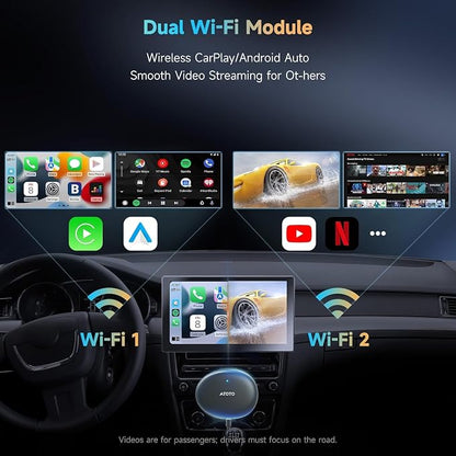 Wireless CarPlay Adapter, Magic AI Box with Dual-WiFi Stability,Wireless CarPlay Box Compatible with Wired Factory CarPlay & Android Auto, Support for YouTube/Netflix