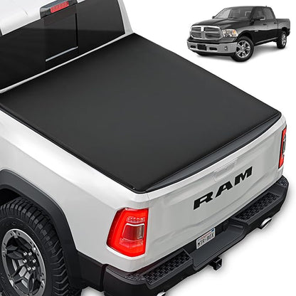 Truck Tonneau Cover for Ram 1500 (2009-2026) / Ram 2500 & 3500 (2009-2026) with 5.7 ft Bed, Soft Tri-Fold All-Weather Folding Truck Bed Cover Black (NO RAMBOX)