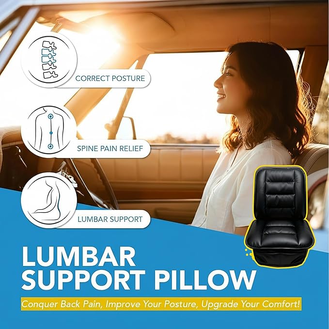 CORRIDOR Genuine Leather Seat Cushion for Car - Handmade - Relieve Hip, Pressure and Sciatica Pain - Ideal for Lower Back Pain - for Office Chair and Car Seat (Premium Black, Seat + Backrest)