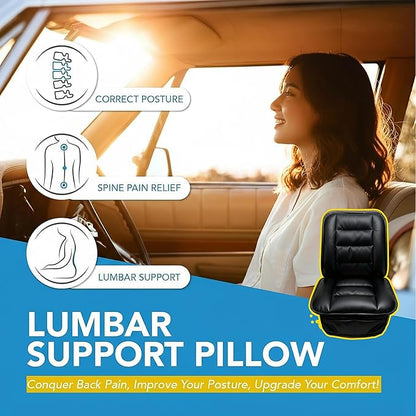 CORRIDOR Genuine Leather Seat Cushion for Car - Handmade - Relieve Hip, Pressure and Sciatica Pain - Ideal for Lower Back Pain - for Office Chair and Car Seat (Premium Black, Seat + Backrest)