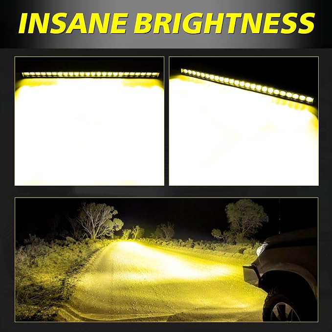 30 Inch Amber Light Bar Kit, AKD Part OSRAM LED 168W Single Row Light Bar w/Wiring Harness Black Cover Spot Flood Combo Slim Bumper Roof Grille Yellow LED Lights for Trucks SUV UTV RZR Toyota Chevy
