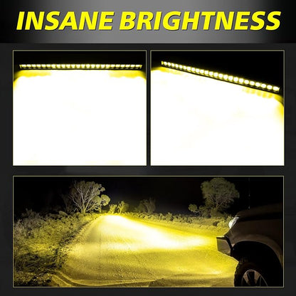 30 Inch Amber Light Bar Kit, AKD Part OSRAM LED 168W Single Row Light Bar w/Wiring Harness Black Cover Spot Flood Combo Slim Bumper Roof Grille Yellow LED Lights for Trucks SUV UTV RZR Toyota Chevy