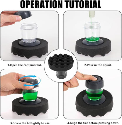 Flow Tire Shine Applicator, Reusable Car & Truck Tire Dressing Applicator, No-Drip Streak-Free, for All Tire Shine & Gels, Professional Car Detailing Tool
