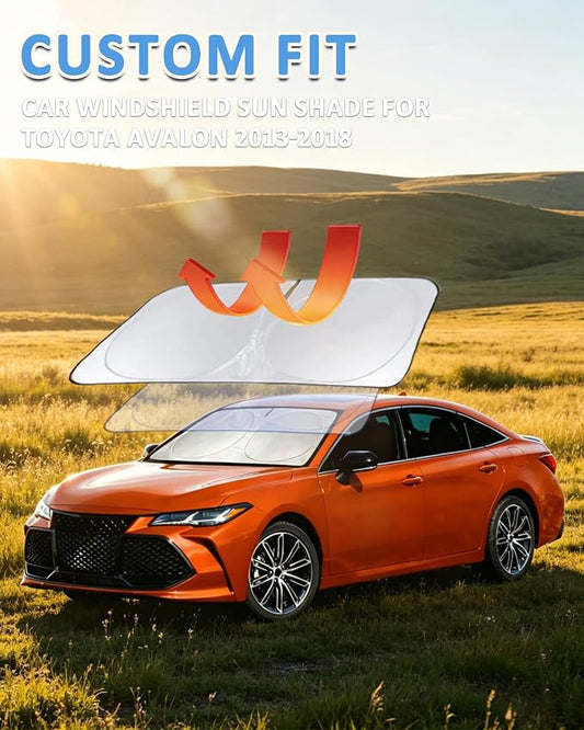 Windshield Sun Shade for 2013-2018 Toyota Avalon, Custom-Fit Avalon Sun Visor Protector, 99% UV Block Heat Sun Shield, Silver Reflective Front Window Sunshade