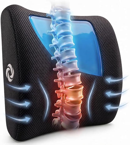 Samsonite Cooling Memory Foam Lumbar Support Pillow for Office Chair, Gaming Chair & Car Seat Automotive Ergonomic Back Cushion, Home Office Essentials, Sitting Comfort and Posture Relief Back Support