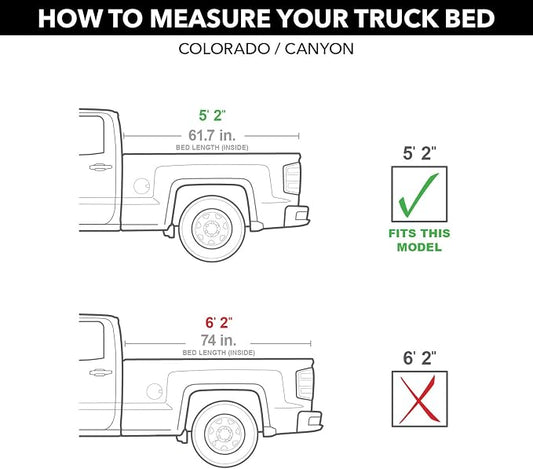 RealTruck Roll-N-Lock A-Series Retractable Truck Bed Tonneau Cover | BT261A | Fits 2015 - 2022 Chevy/GMC Colorado/Canyon 5' 2" Bed (61.7")