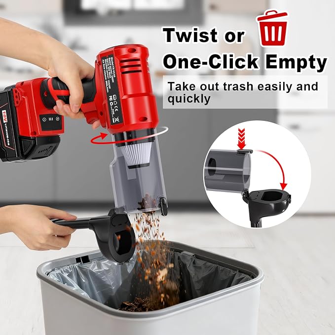 Cordless Handheld Vacuum Cleaner for Milwaukee 18V Battery: 3-Speed Modes Portable Vacuum with 20kPa 105AW Powerful Suction for Car, Pet Hair, Home Cleaning (Tool Only)
