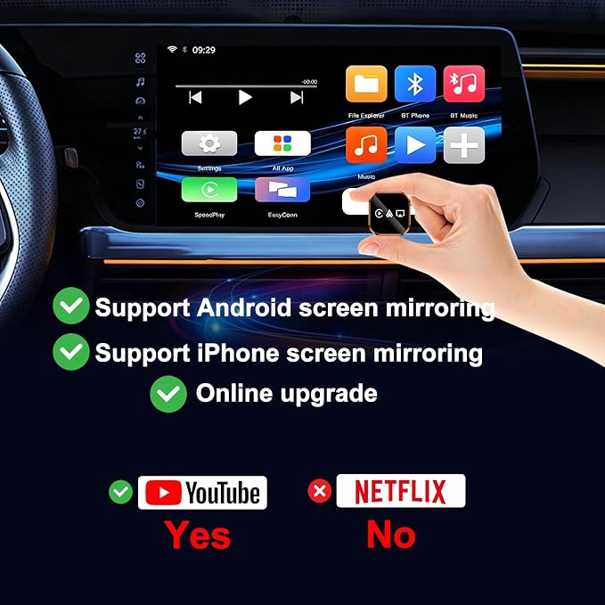4 in 1 Wireless Carplay Adapter for Apple CarPlay & Android Auto & AirPlay & MirrorLink, Metal Mini Wireless CarPlay Adapter for iPhone iOS 10+ System